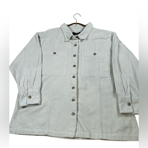 Able Joan Corduroy Chore Shacket. Cream. Relaxed Fit. Size XL. Garden Girl. - Picture 3 of 10
